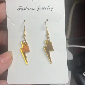 Gold Plated Sparkling Lightning Bolt Earrings