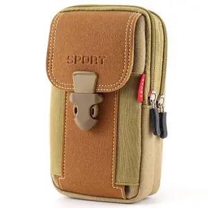 Multi-Functional Tactical Belt Phone Holster for iPhone 17-11 Series, 7-Inch Vertical Canvas Pouch with Dual Compartments, Quick-Release Buckle & RapidDraw Access for Active Professionals (Yellow or Black)