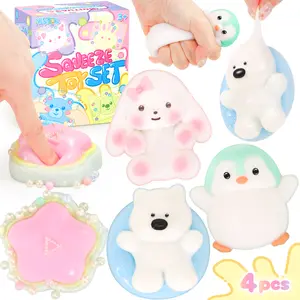 Squishy Fidget Toys, Cute Penguin Bunny Pool Dog Squeeze Sensory Toys Stress Relief Gifts Treasure Box Toys for Classroom Birthday Party Favors Easter Stocking Stuffers for Teens