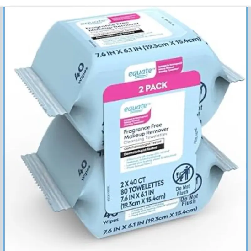 Equate Facial Fragrance-Free Cleansing & Makeup Remover Towelettes, 40 Count, 4 Pack, and CARD Gift of Maker Explorador