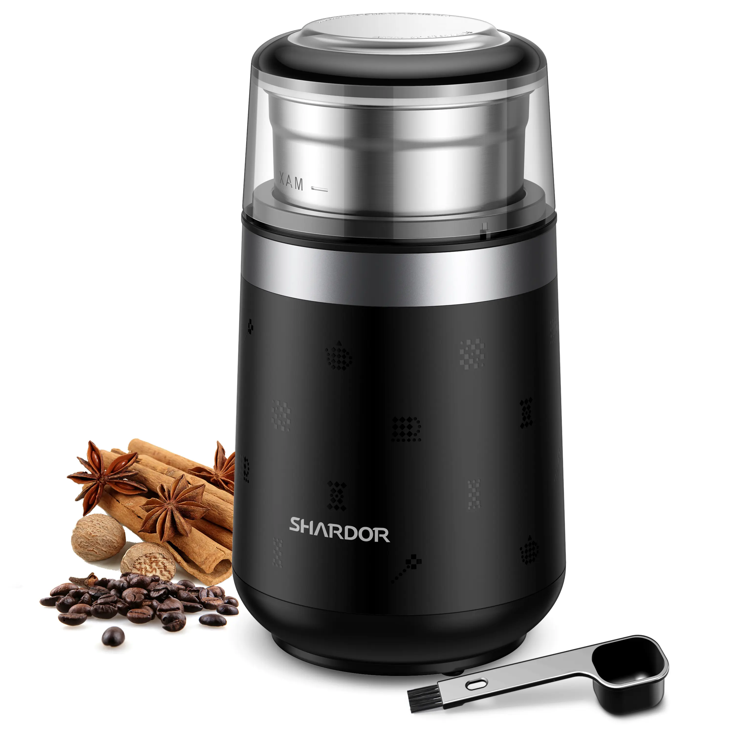 SHARDOR Adjustable Coffee Grinder Electric, Super Silent Electric Coffee Bean Grinder with Time-Memory Adjustment and Multi-Functional Stainless Steel Cup for Spices, Herbs, and Nuts Grinding, Black. summervibes Espresso Maker coffee bar station