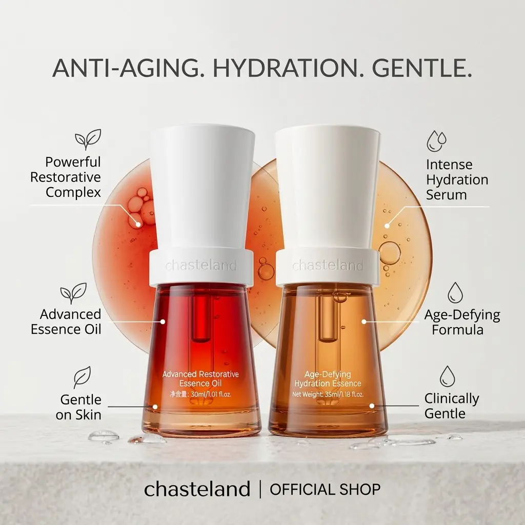 Chasteland Tea Polyphenol Essence Skincare Set (Facial Oil + Serum) - Sensitive Skin-Focused 2-Piece Kit, Antioxidant, Firming, Barrier-Repairing, Anti-Dullness, Anti-Aging, Deep Hydrating Moisturizer for All Genders