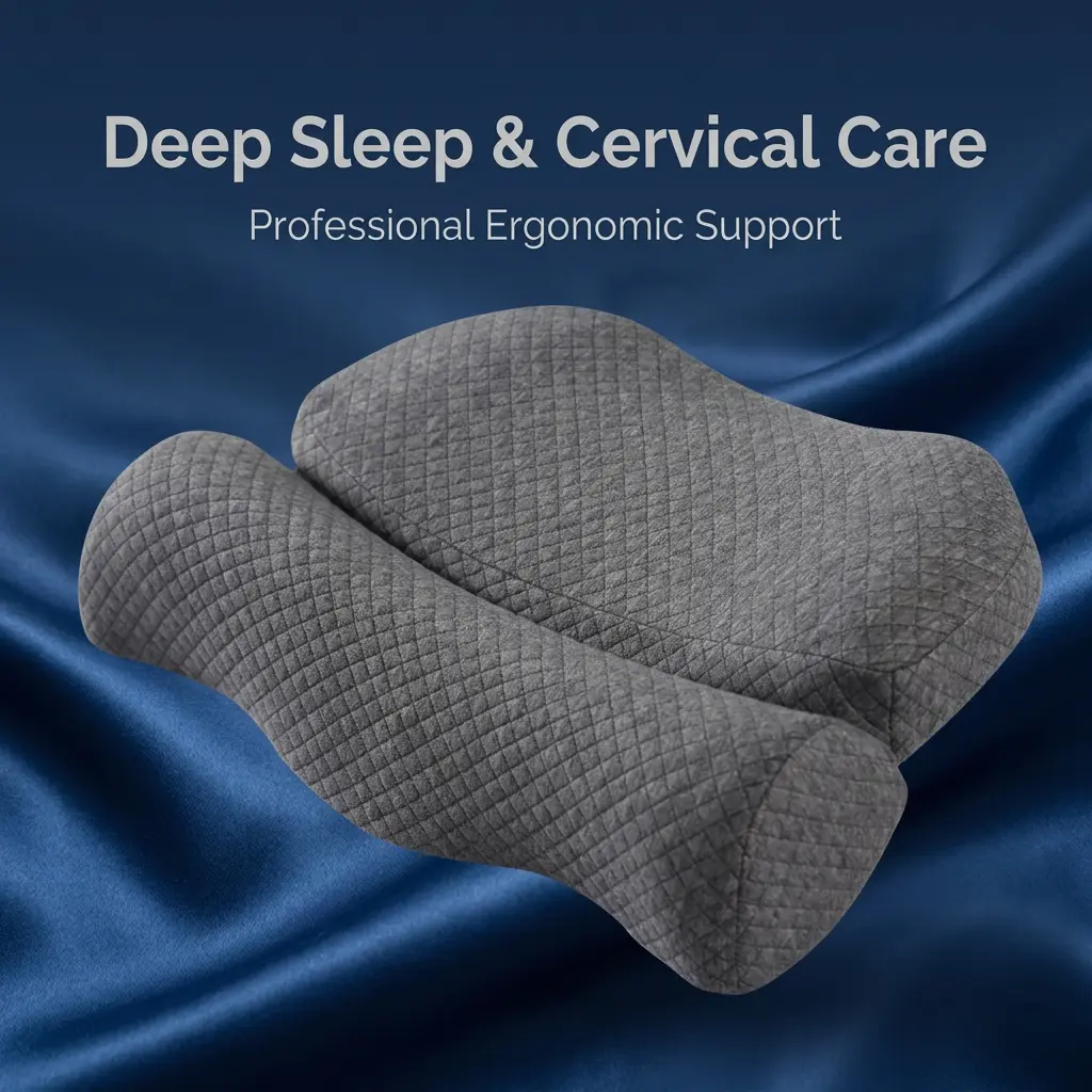 Memory foam counter-traction pillow for cervical spine support and sleep aid