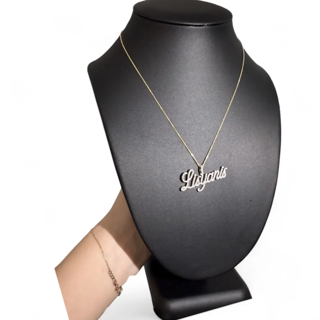 NOMBRES Personalized 10K Y 14K  DMT Natural Name Pendant Custom Necklace For Daughter Gold Initial Necklace