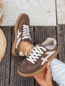 Vintage German Trainers, Simple Colorblock Design, Soft Elastic Rubber Sole, Comfortable Lightweight, Casual Daily Wear, Commute & Street Style