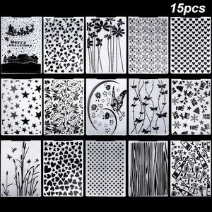 15 Pieces Embossing Folders 5.7 x 4.2 Inch Plastic Template Cards Christmas for Making Paper Cards Photo Album Wedding Decoration Scrapbooking Crafts