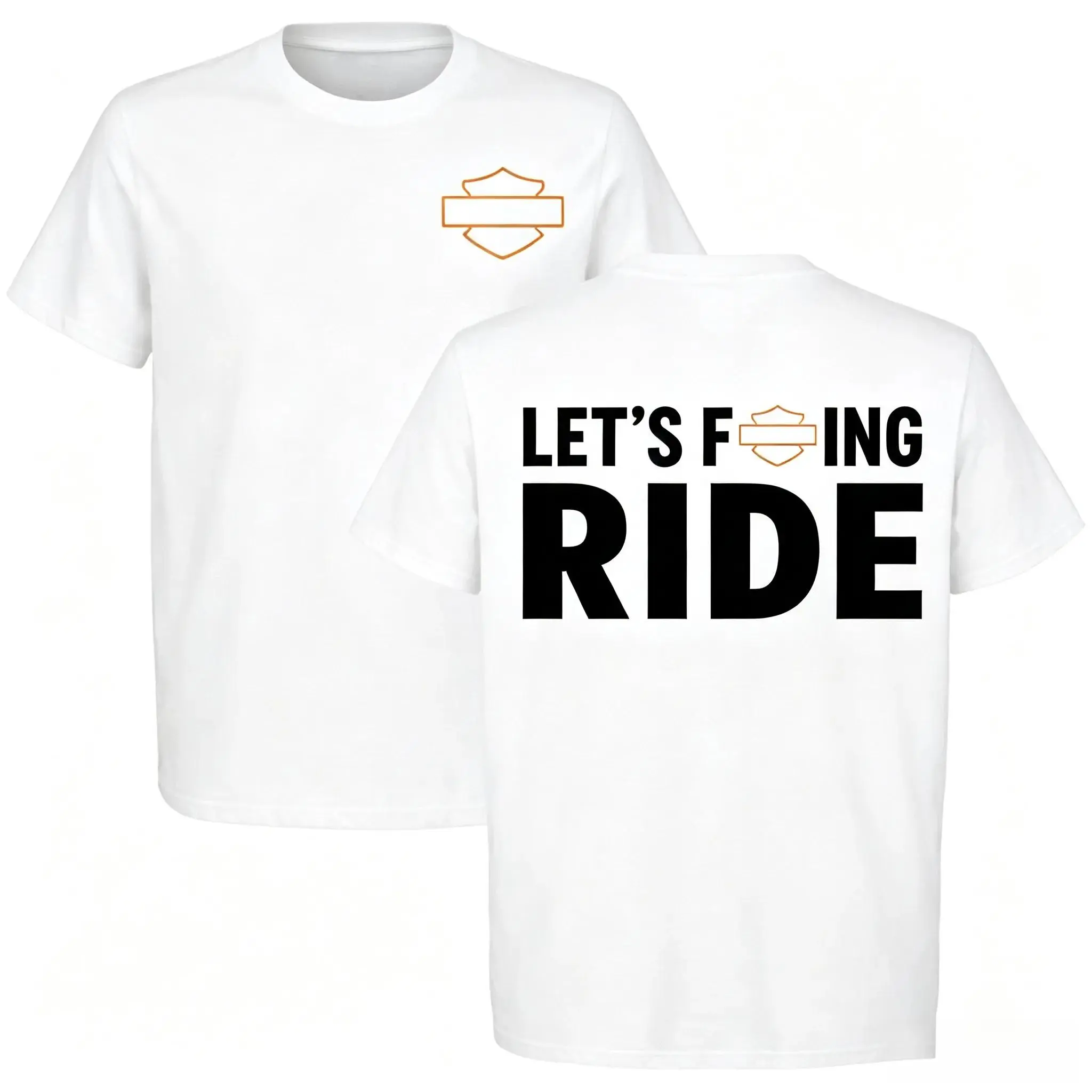 Unisex Graphic Tee with 'Let's F*kn Ride' Motorcycle Print, Classic Biker Streetwear, 100% Cotton Short Sleeve Rider Apparel, Shortsleeve, Chinese New Year, Childrens Day