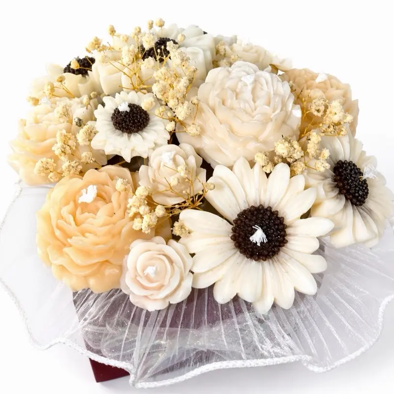 Bouquet de velas artesanales en forma de flores ️