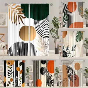 Luxury 3D Geometric Curtains Set, Semi-Transparent Privacy Drapes, Ideal for Living Room Bedroom Office Hotel Decor, Window Curtain