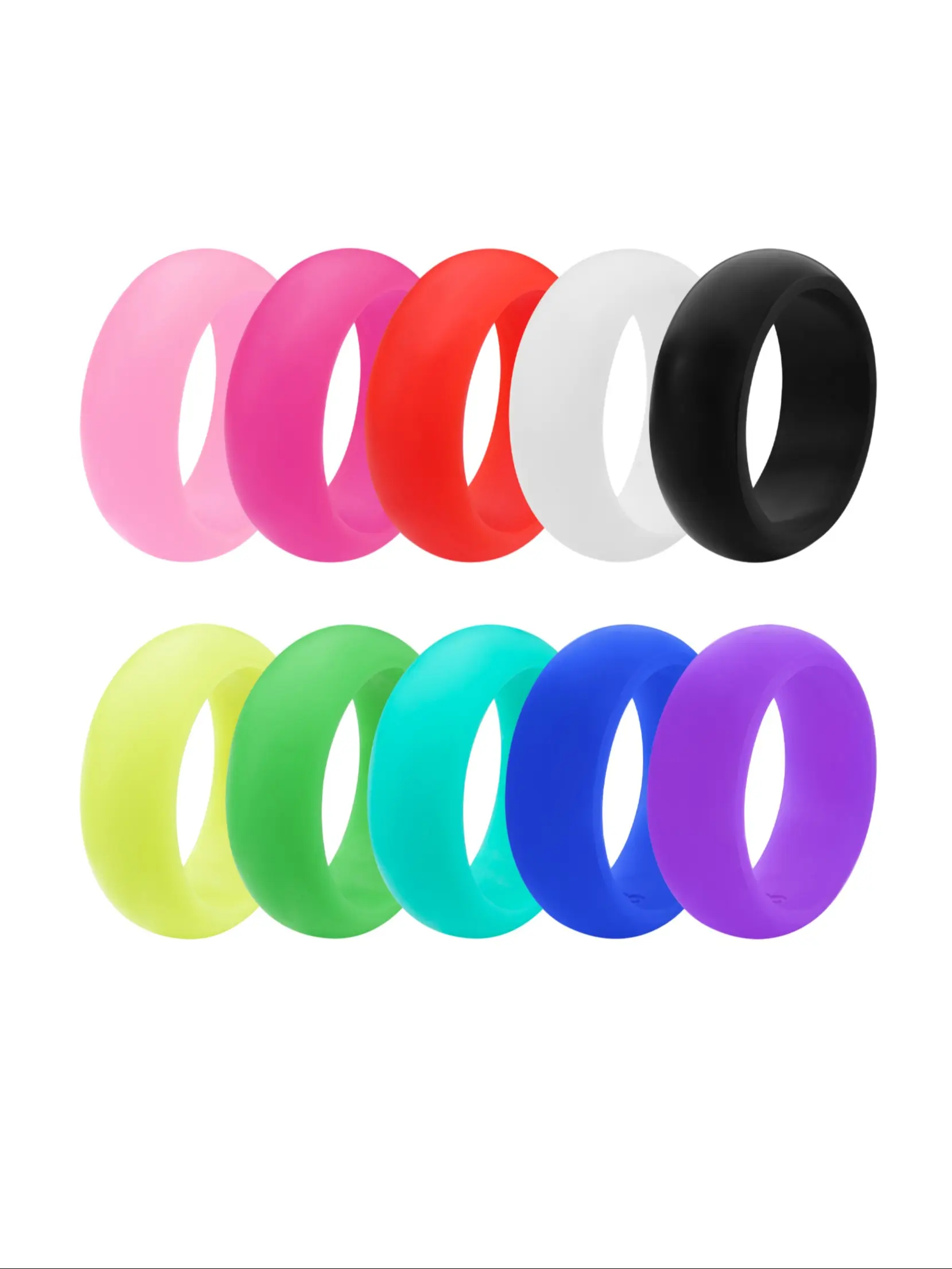 10 Pack Colorful Silicone Rings for Her, 8mm Wide Rubber Wedding Bands Women Bright Colors Hypoallergenic Thumb Ring US Size 5-12