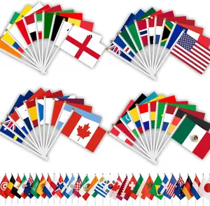 48-Country Mini World Plastic Handheld Stick Flags Set, Fabric International Flags for Sports Events, Party Decorations (Sports & Outdoor Fan Shop Premier League Use)
