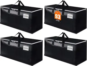 Extra Large Moving Bags – 93L Storage Totes with Zipper, Handles & Tag Pocket for Moving, Camping & Travel, 4 Pack