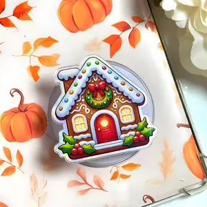 Gingerbread House Phone Grip, Cute Christmas Pop Socket, Cozy Holiday Aesthetic Accessory for Phone