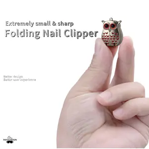Foldable Mini Owl Nail Clippers with Keychain - Portable Stainless Steel Owl Nail Trimmer for Manicure, Nippers, Cuticle Pusher,Nailcare Backpack accessories callus remover feet nail drill Compact Gift footcallusremover ingrown toenail clippers nail drill