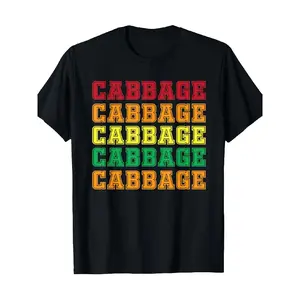 Men's & Women's 100% Cotton Cabbage Graphic T-Shirt - Bold CABBAAGE Lettering with Multicolor Vegetable Print, Short Sleeve Round Neck Casual Tee for Lettuce & Savoy Cabbage Fans, Funny Foodie Apparel, All-Season Comfort Fit (Machine Washable) - Vibrant R