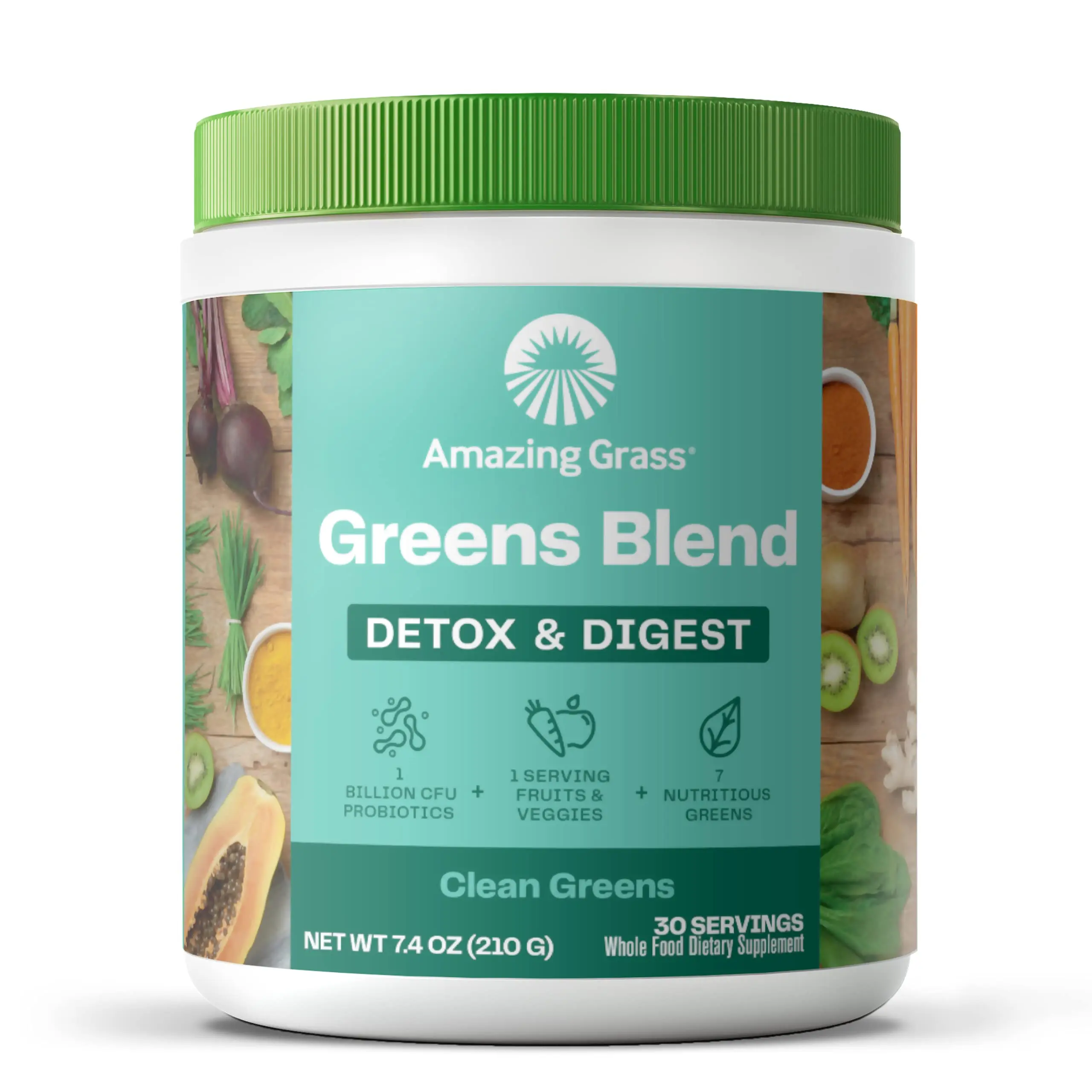 Amazing Grass Greens Blend Detox & Digest, 7.4oz, 30 Servings Supplement Healthcare Powder Dietary Edible Fitness