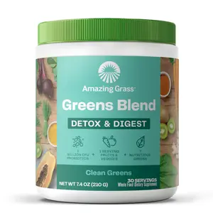 Amazing Grass Greens Blend Detox & Digest, 7.4oz, 30 Servings Supplement Healthcare Powder Dietary Edible Fitness
