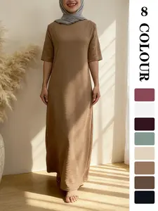 Muslim Sleepwear 8 Colors 5 Sizes, Fashion Muslim Short Sleeve Dress, Slimming Comfortable Breathable, Essential Home Wear for Women, Modest Dresses, Modest Muslim Outfits