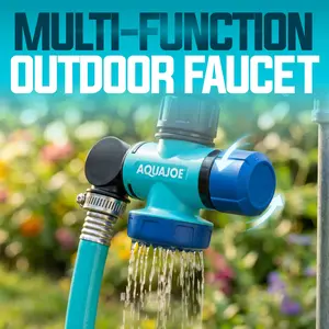 【FathersDayGift】AQUA JOE Multi-Function Outdoor Faucet and Garden Hose Tap Connector