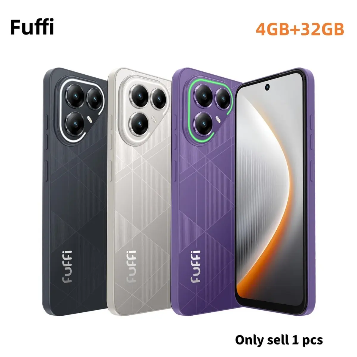 FUFFi LED luminous fashion phone, 6.67-inch high-definition screen, 5MP+16MP pixels, 4GB RAM+32GB ROM, 4400mAh battery, unlocked 4G dual card dual standby, Android 12.0 smartphone