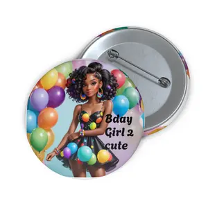 Custom Birthday Girl 2 cute Pin Buttons - Fun & Colorful Party Accessories