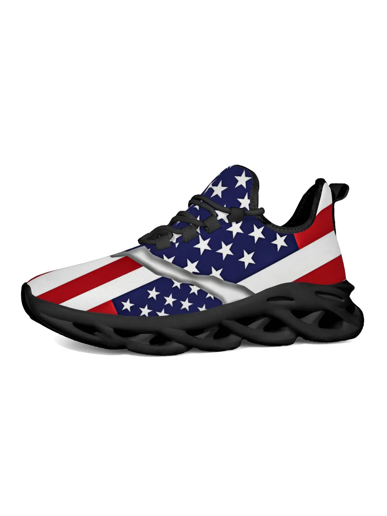 Women's Casual Shoes with American Flag Print, Retro Street Style, Shock Absorbing Sole, Trendy Youth Fashion, Perfect for National Day