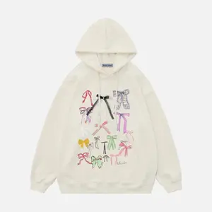 Aelfric Eden Bow Hoodie for Women Oversized Graphic Hoodies Fleece Pullover Sweatshirts Fall Clothes with Colorful Bows Design