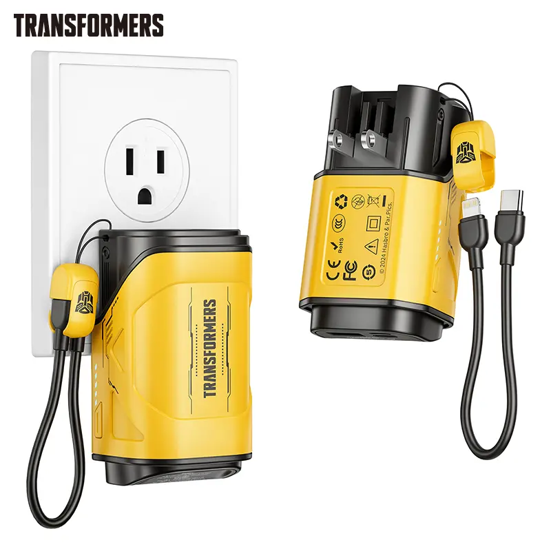 Transformers TF-D33 10000mAh Portable Charger with 20W PD Fast Charge, Foldable AC Wall Plug, Type-C to Lightning Cable, Compact Power Bank for iPhone & USB-C Phones,back to school,back to school haul