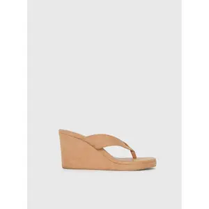 Kamiko Wedged Heels Tan Faux Suede