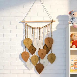 Hand-woven leaf tassel tapestry, bedroom headboard decorative hanging piece, home and kitchen supplies, home decor, tapestry, wall hanging
