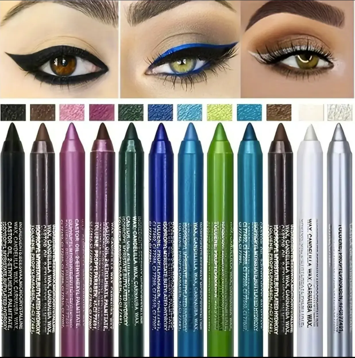 12 Color Eyeliner Shades Pen, High Color Pearl Gloss Finish, Smoked Punk Gothic Eyeliner Pen, Back To School，cosmetics，Valentines Gift Mother's Day Gift ，birthday present，Women's gifts woman eye cosmetic lipliner makeup