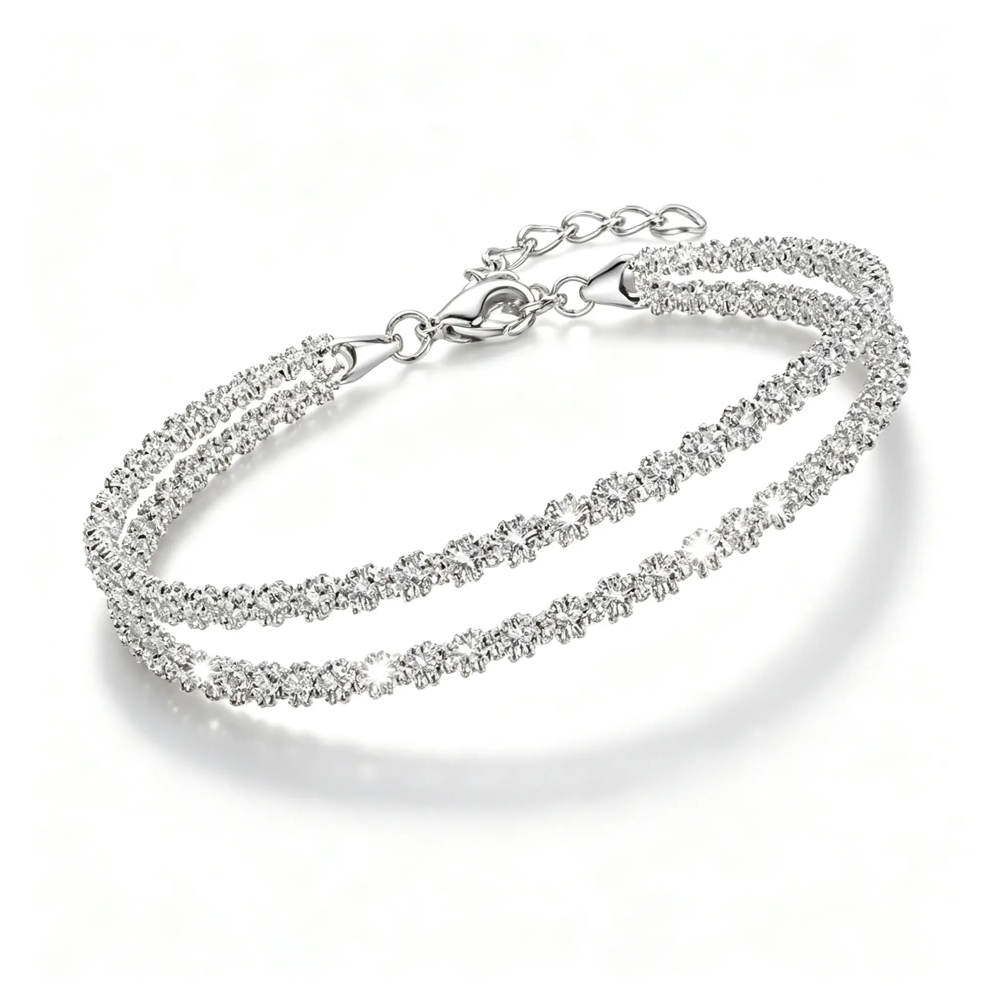 【2026 Trend Alert】Women's 22cm Plated Metal Double Layer Dual-Wear Sparkling Star Chain Anklet-Bracelet, Minimalist Delicate Shimmer Beaded Chain, Daily Fashion Jewelry, Ideal Gift Choice