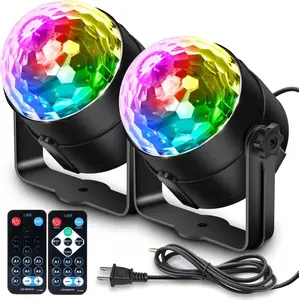 [2-Pack] Disco Ball Party Lights Sound Activated Remote Control, 12 Modes Stage DJ Strobe Lights for Halloween Party Decorations Birthday Christmas Home Room Dance Parties Glow Party Supplies