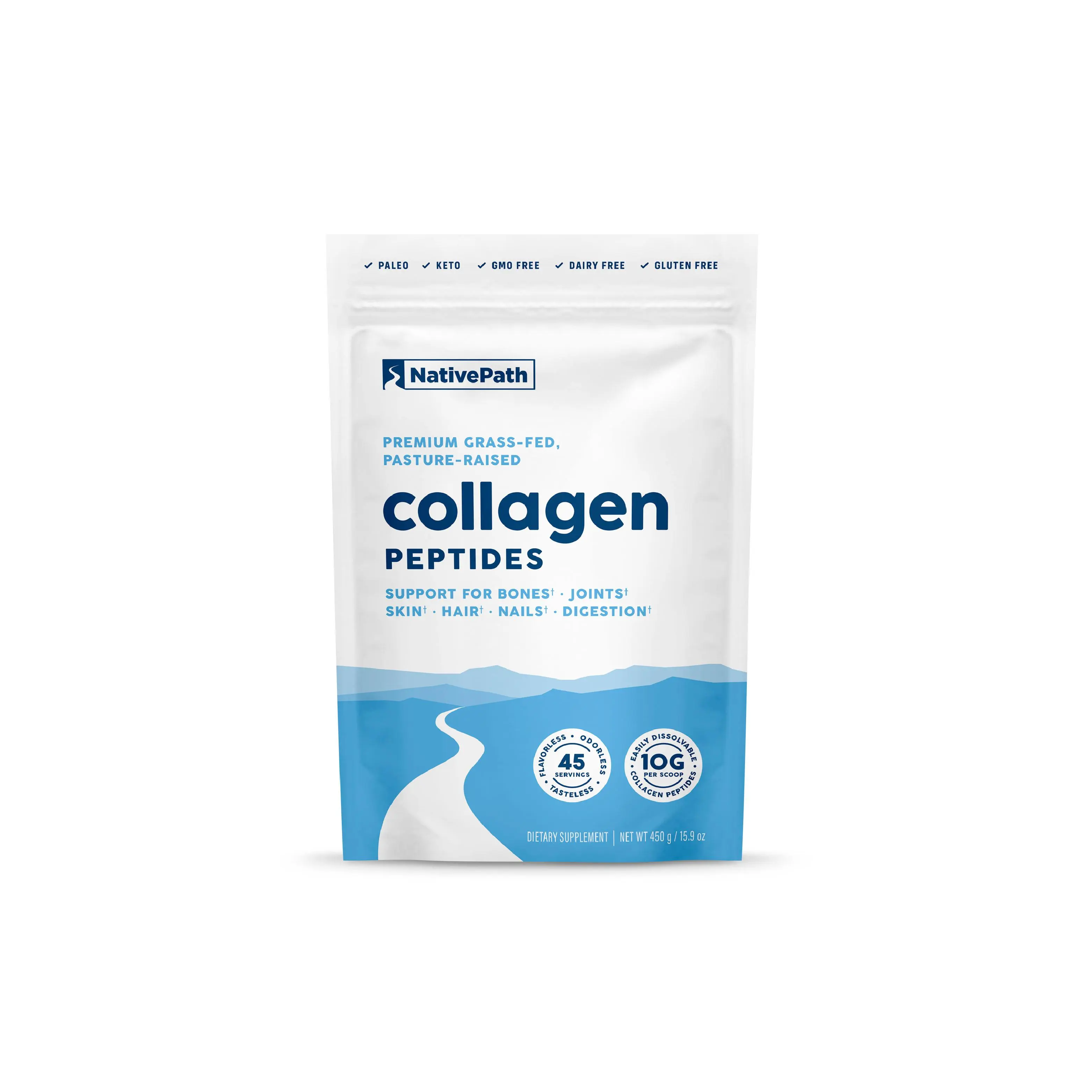 NativePath Collagen Peptides Protein Stick Packs - Hydrolyzed Type 1 & 3 Collagen Powder for Skin, Hair, Nails - 30 Servings