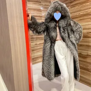 Women’s Autumn/Winter Faux Fox Fur Long Hooded Winter Windbreaker GARMENTARY