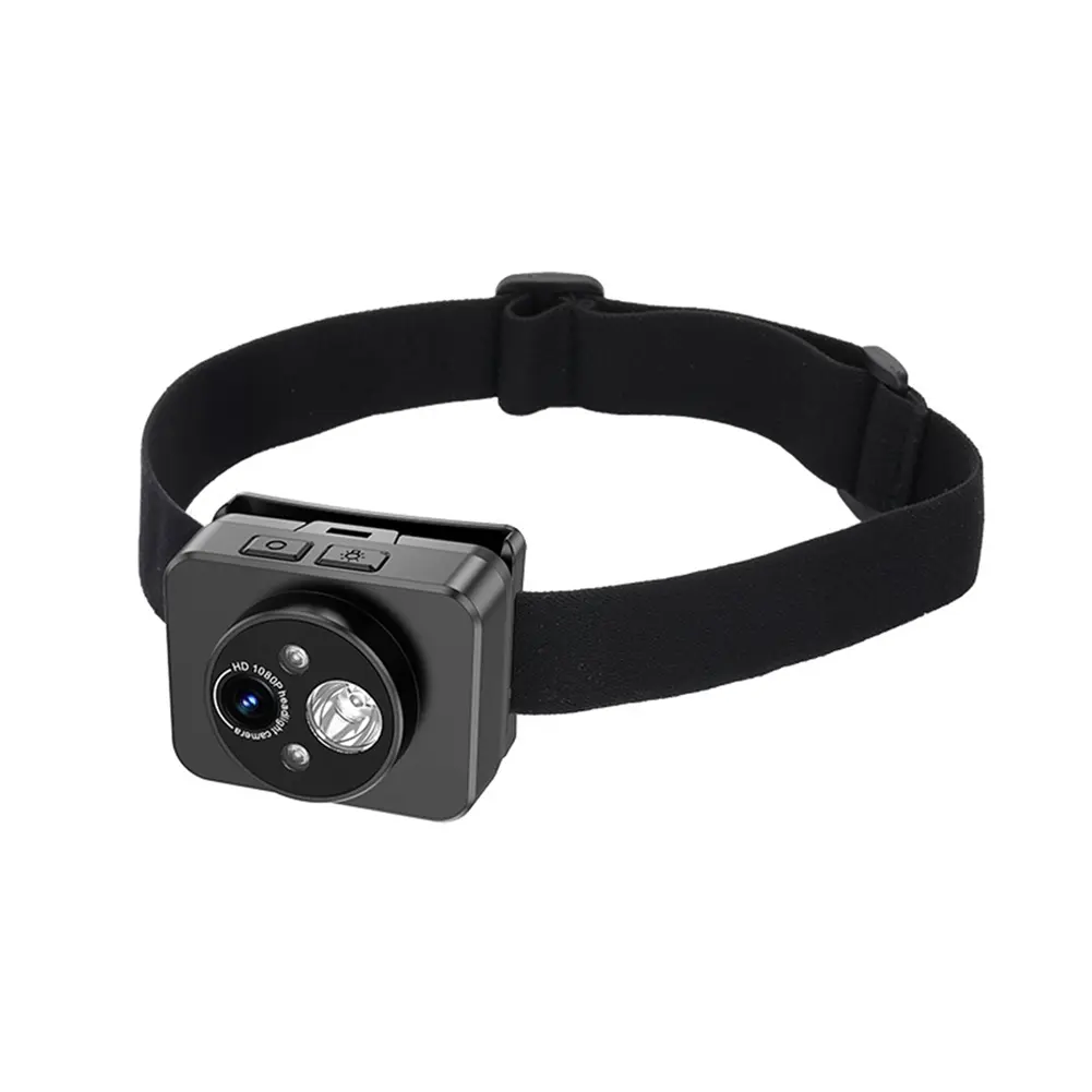 Head-Mounted HD PTZ Anti-Shake Compact Plastic Sports Vlogging Camera - 1920×1080p Wearable Video Recorder, MP4 Support, Charging & Memory Functionality for Cycling (Car Exterior Accessory, 2h Light Recording)