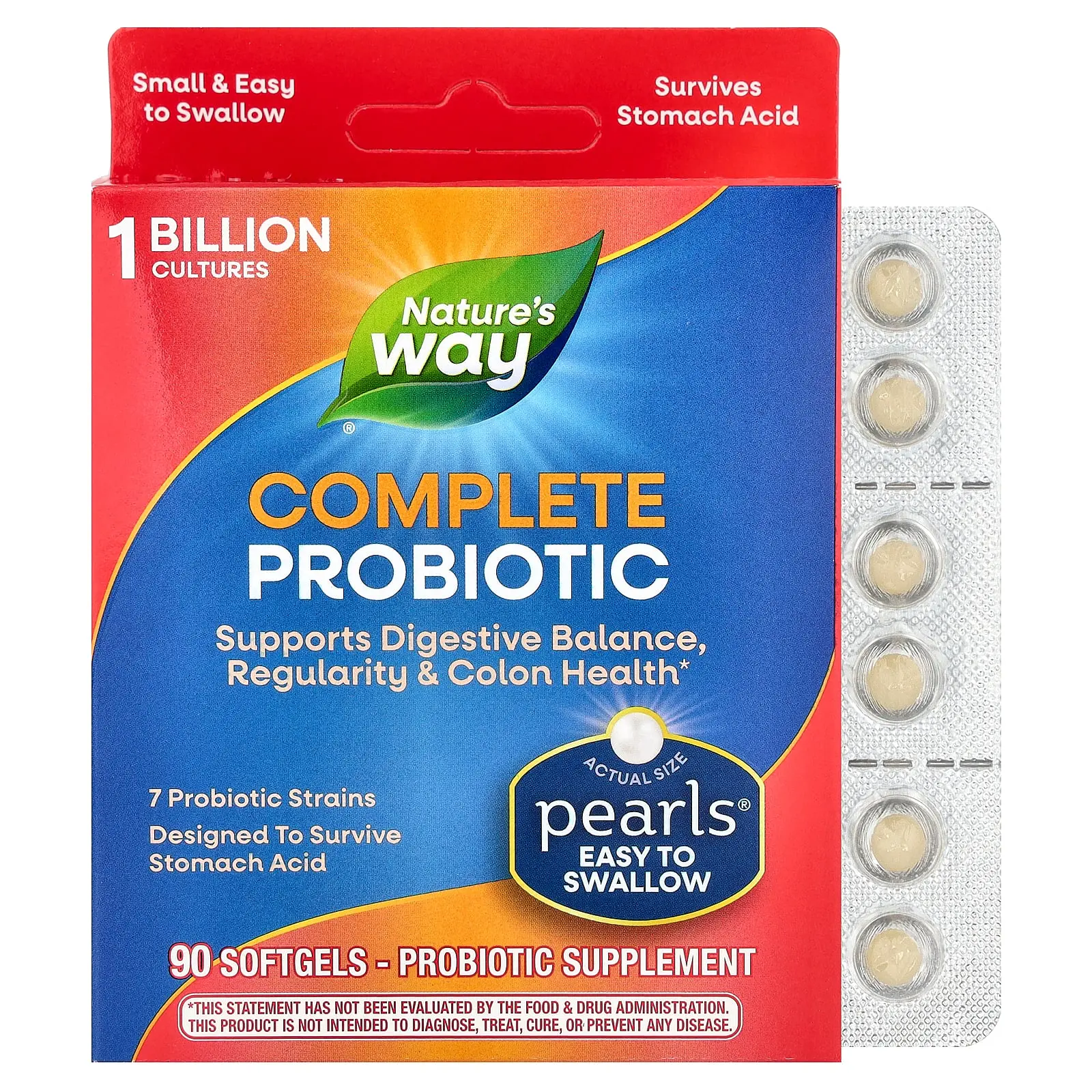 Nature's Way Pearls®, Complete Probiotic, 1 Billion CFU, 90 Softgels