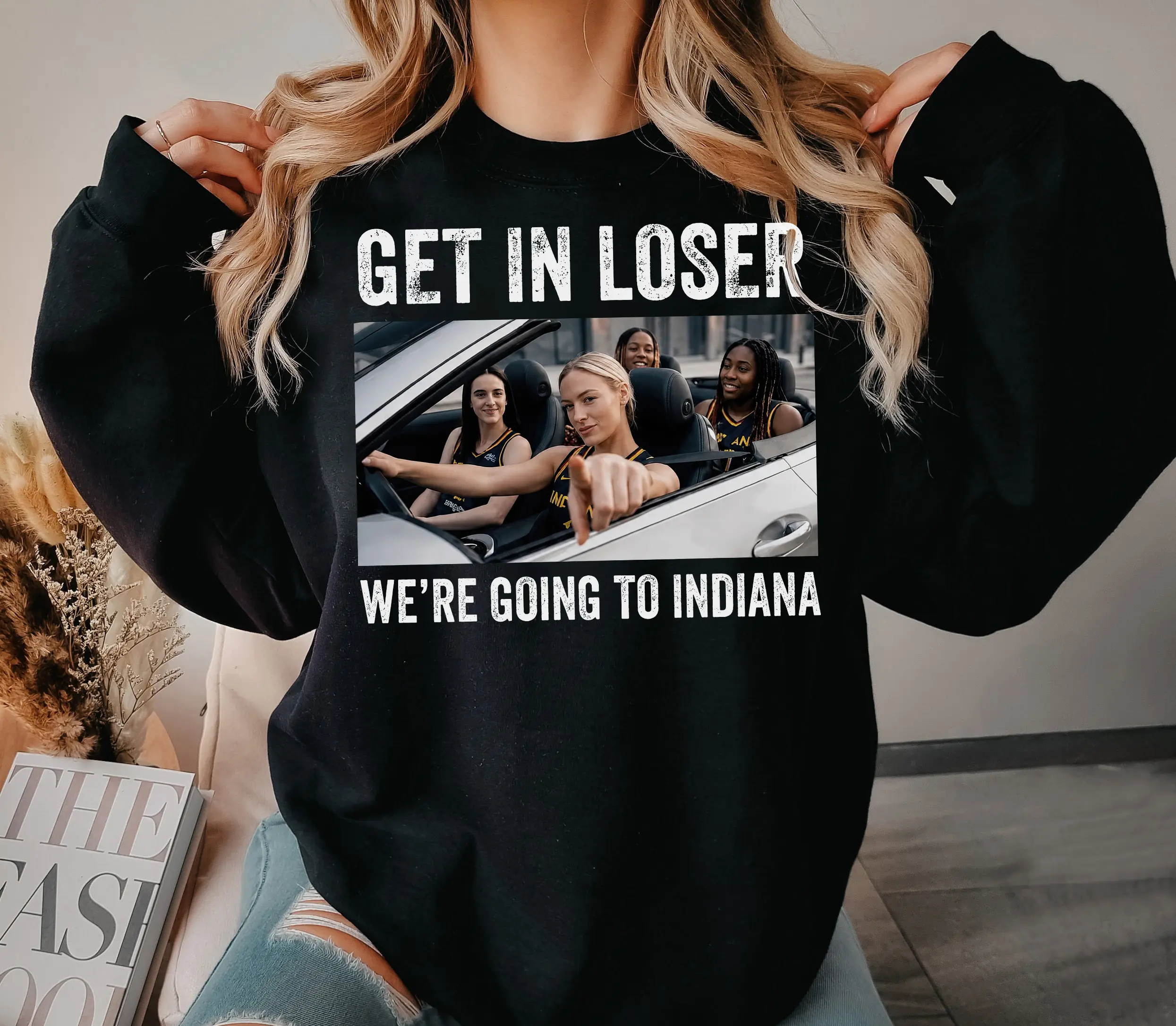 Get In Loser We’re Going to Indianaa Shirt, Caitlin Clark Sophie Cunningham Aliyah Boston Kelsey Mitchell Basketball Fan Tee
