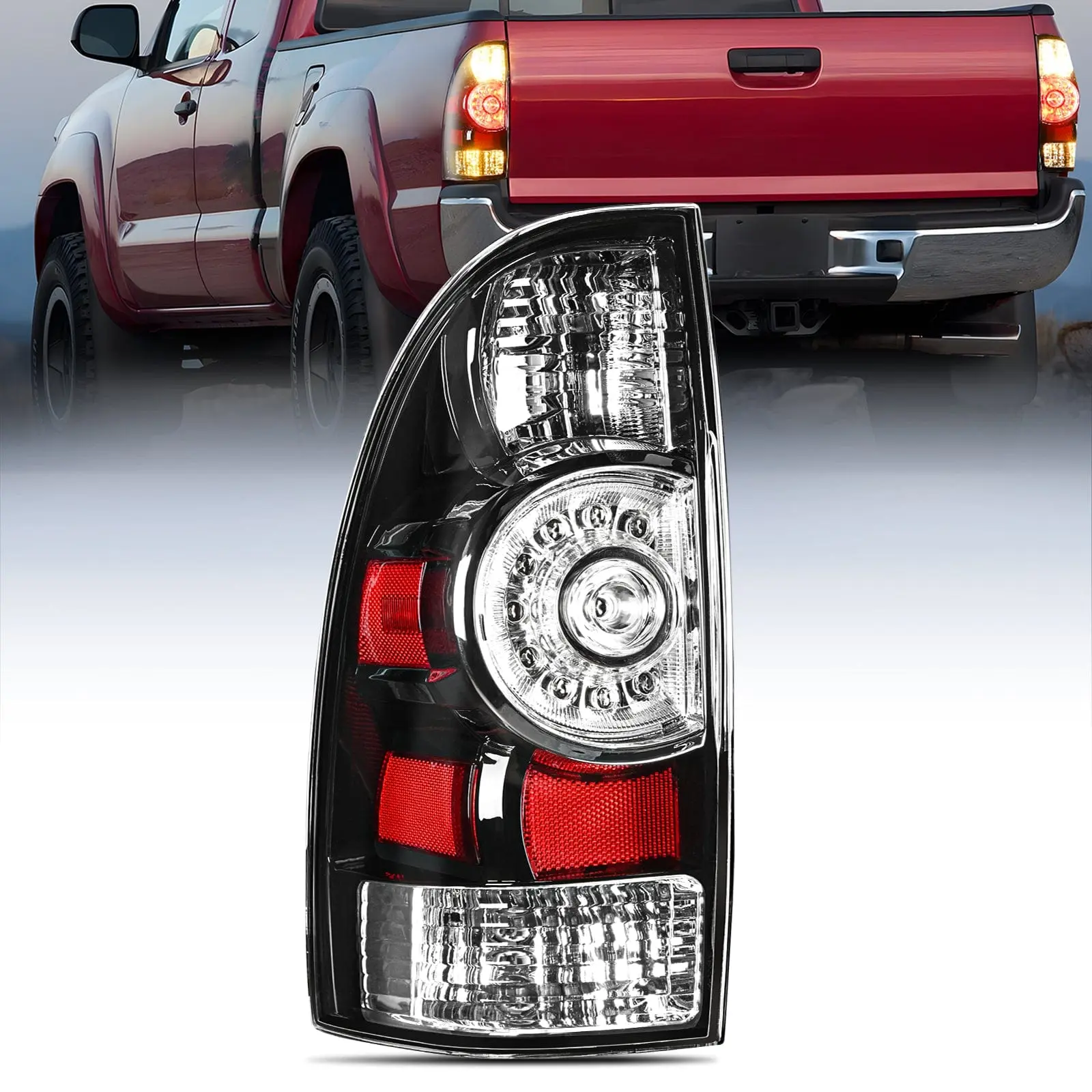 Nilight Plug-in Easy-Install LED Taillight Assembly - Automotive LED Lights for 2005-2015 Toyota Tacoma, Durable Black Housing Lens, Dust-Proof High-Impact Driver Side Rear Lamp Replacement with Bulbs