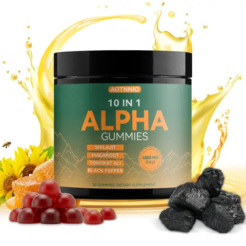 Alpha Shilajit Dietary Supplement Gummies for Men - 10-in-1 Natural Adaptogen Supplement, Ashwagandha, Tongkat Ali, Maca Blend, Boosts Energy, Vegan, 0 Sugar, Chemical Free, Prop 65 Safe, All Ages - 30 Count Single Item DealsForYouDays