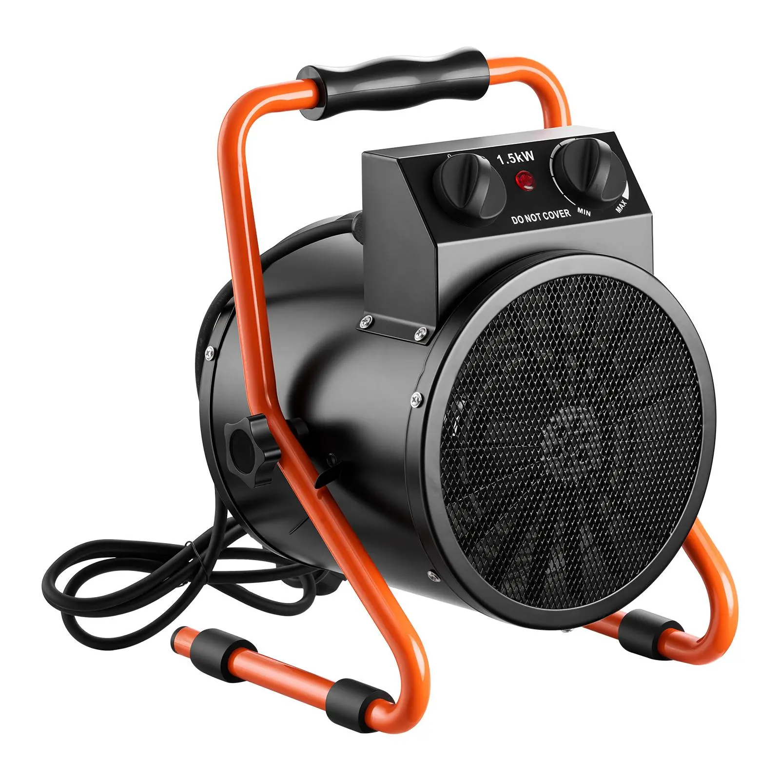 VEVOR 1500W Electric Greenhouse Heater with Fan, Heating, Adjustable Temperature, High Heat Modes, IPX4 Rated Moisture Resistance, Flame-Retardant Fire-Safe PP Body, 25° Adjustable Angle, Grip Handle, Overheat Protection, for Grow Tent, Small Greenhouse
