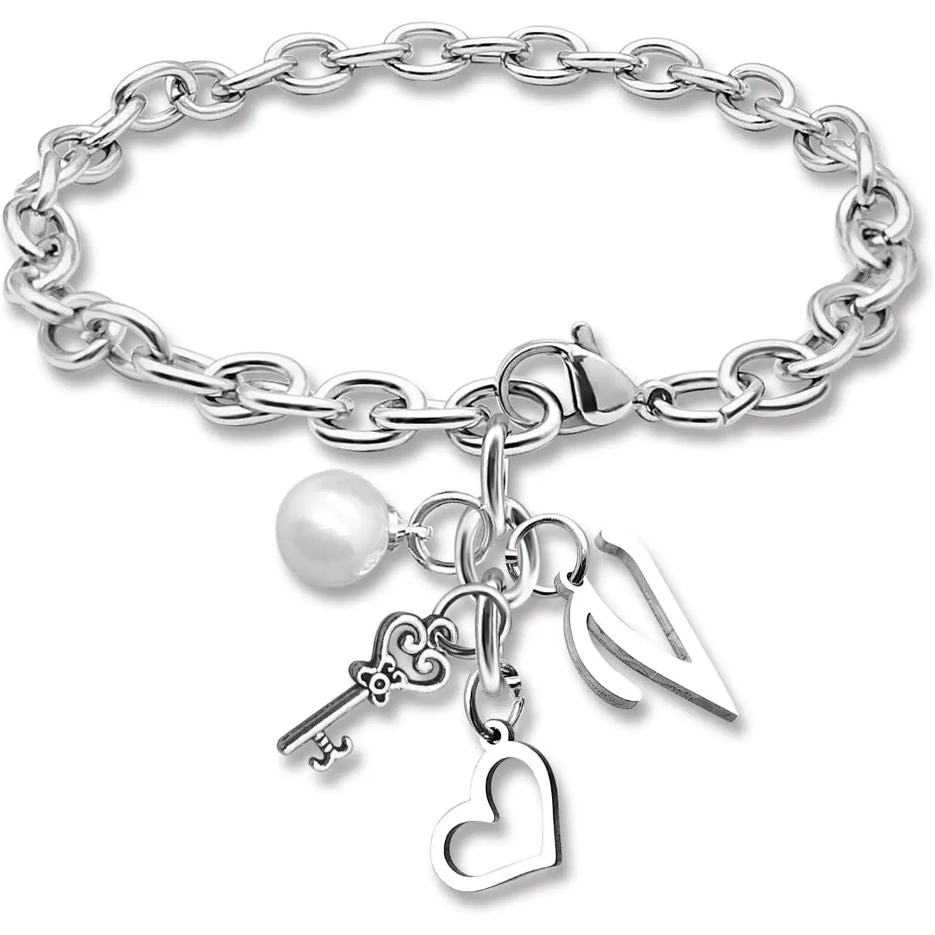 Initial A-Z Bracelets  for Women Girls Stainless Steel Chain Bracelet 26 Alphabet  Gifts for Birthday Anniversary Letter Bracelet Monogram Gifts for Sister  Girlfriends Mom 8.26 Inch