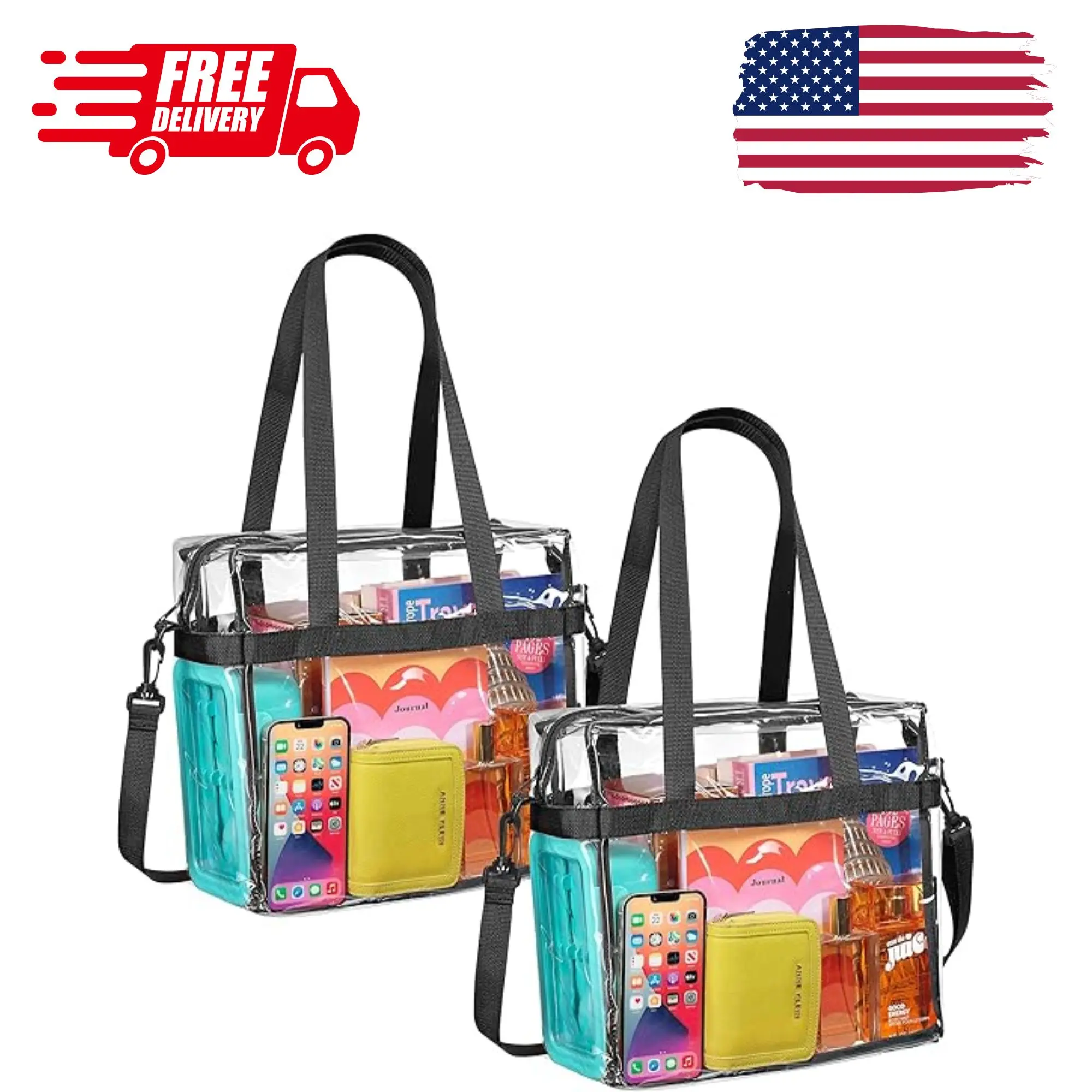 Clear Bag 12x6x12 Stadium Approved Transparent Tote