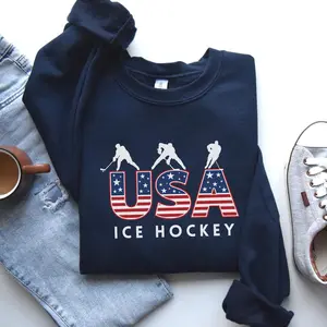 Ice Hockey Sweatshirt, USA Ice Hockey Sweater, Winter Sports Shirt, Goalie Sweatshirt, USA Crewneck, Ice Hockey Lover Gift