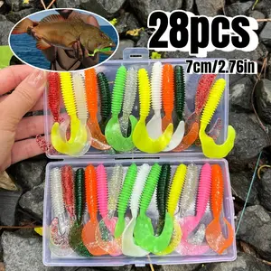 28pcs Melange Lure Soft Lure Durable Plastic Lure Swimmer Fishing Lures is suitable for seawater, freshwater and a gift for fishing lovers