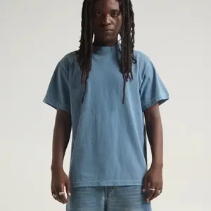 Shaka Max Heavyweight Garment Dye Vintage Knit Tee Menswear Top Crewneck T-Shirt Cotton Streetwear