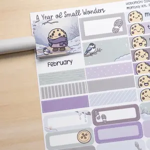 February Hobonichi Monthly Kit – Cozy Cookie Theme | Planner Stickers – A Year of Small Wonders