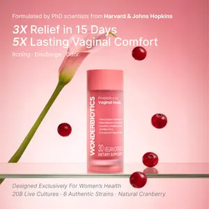 WonderBiotics Probiotics for Vaginal Health Healthcare Vitamin Dietary Edible Supplement Fitness Optimum Bathroom