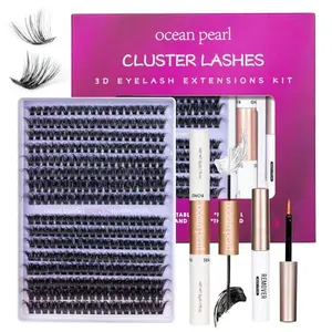 Ocean Pearl Lash Clusters 320pcs 3D Thick Lash Clusters kit 60D+80D Lashes,Eyelashes,Lash Extension Kit,Eyelash Clusters with lash adhesive+sealer+remover+tweezers,Lashes Clusters Eyelash Extensions