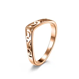 Hollow Celtic knot titanium steel ring heart-shaped proposal engagement women's pinky ring jewelry gift